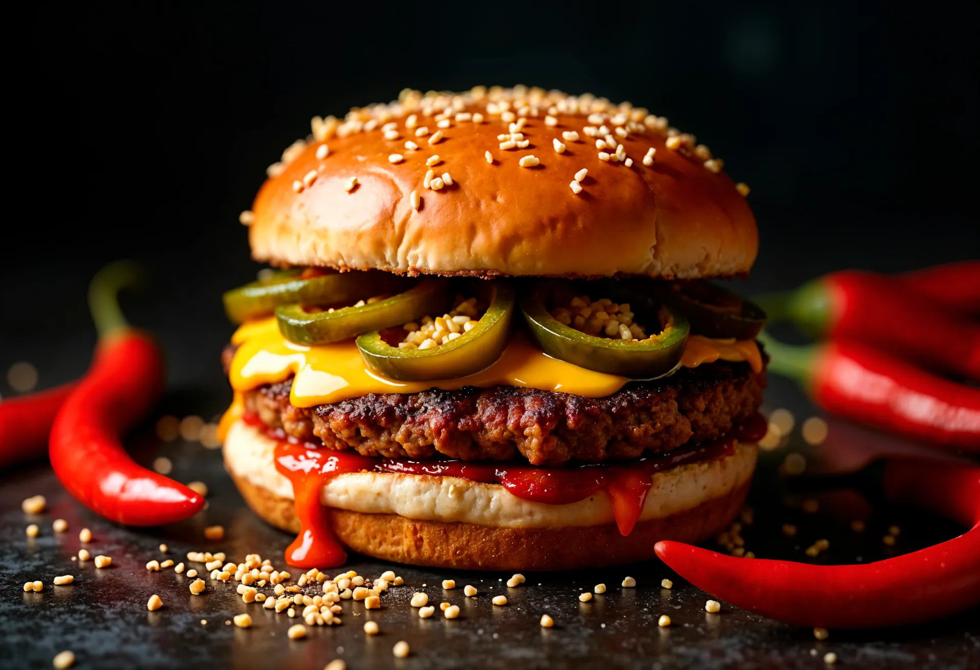 Double fire burger (jalapeños)
