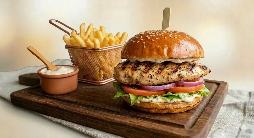Burger poulet grillé
